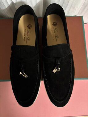 Loro Piana Women's Black Loafers Size 39- New with Box & Dust Bag
